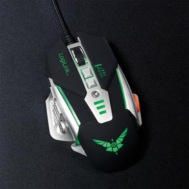 LogiLink Maus USB Gaming 8 Tasten 3200 dpi m. Gewichten &LED