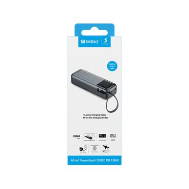 Sandberg 421-30 powerbank Lithium polymer (LiPo) 20000 mAh Sort, Grå