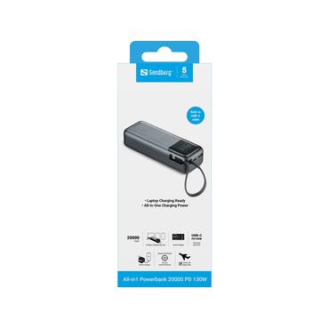 Sandberg 421-30 powerbank Lithium polymer (LiPo) 20000 mAh Sort, Grå