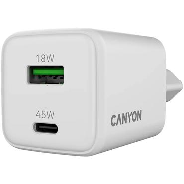 CANYON charger CU45AC GaN 45W 1xPD 1xQC EU White