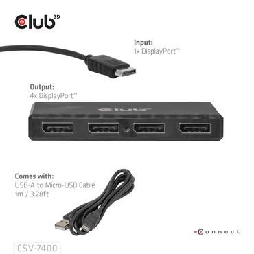 CLUB3D CSV-7400 video-splitter DisplayPort 4x DisplayPort
