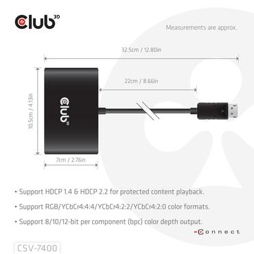 CLUB3D CSV-7400 video-splitter DisplayPort 4x DisplayPort