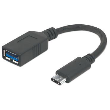Manhattan 355285 USB-kabel USB 3.2 Gen 1 (3.1 Gen 1) 0,15 m USB C USB A Sort