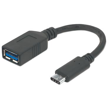 Manhattan 355285 USB-kabel USB 3.2 Gen 1 (3.1 Gen 1) 0,15 m USB C USB A Sort