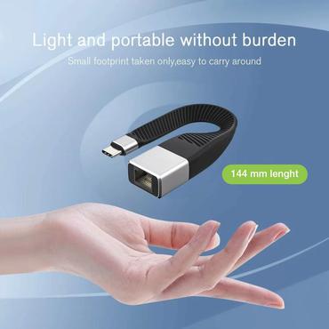 Techly ICOC USBC-RJ45 netværkskabel Sort 0,144 m