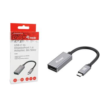 Equip 133493 videokabel adapter 0,15 m USB Type-C DisplayPort Sort, Gr&aring;