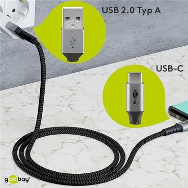 Goobay 49295 USB-kabel USB 2.0 0,5 m USB C USB A Sort, Gr&aring;