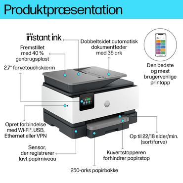 HP OfficeJet Pro 9122e Trådløst All-in-One Farve Printer, Instant Ink; 2-sidet printning