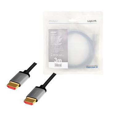 LogiLink CHA0106 HDMI-kabel 3 m HDMI Type A (Standard) Sort, Gr&aring;