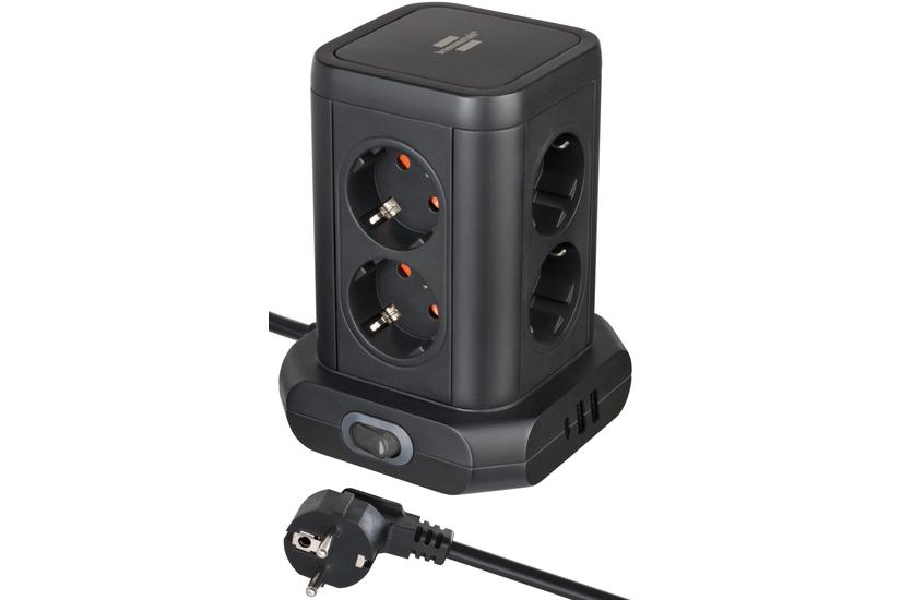 Brennenstuhl Stikdåse - 8 AC-utgångar - 2 m - 16 A - 3680 W - Svart - 230 V