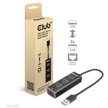 CLUB3D CSV-1430a Ledningsf&oslash;rt USB 3.2 Gen 1 (3.1 Gen 1) Type-A Sort