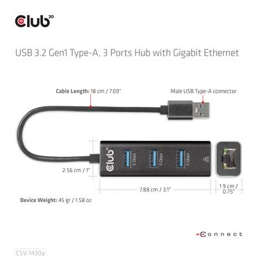CLUB3D CSV-1430a Ledningsf&oslash;rt USB 3.2 Gen 1 (3.1 Gen 1) Type-A Sort