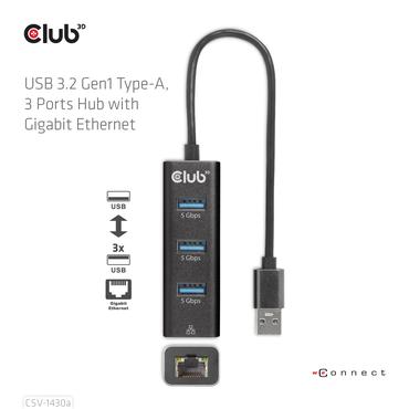 CLUB3D CSV-1430a Ledningsf&oslash;rt USB 3.2 Gen 1 (3.1 Gen 1) Type-A Sort