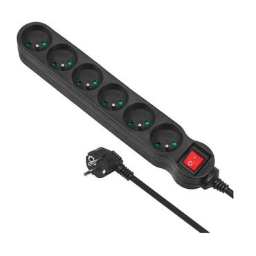 Maclean MCE225 stikd&aring;se 1,5 m 6 AC stikkontakt(er) Indend&oslash;rs Sort