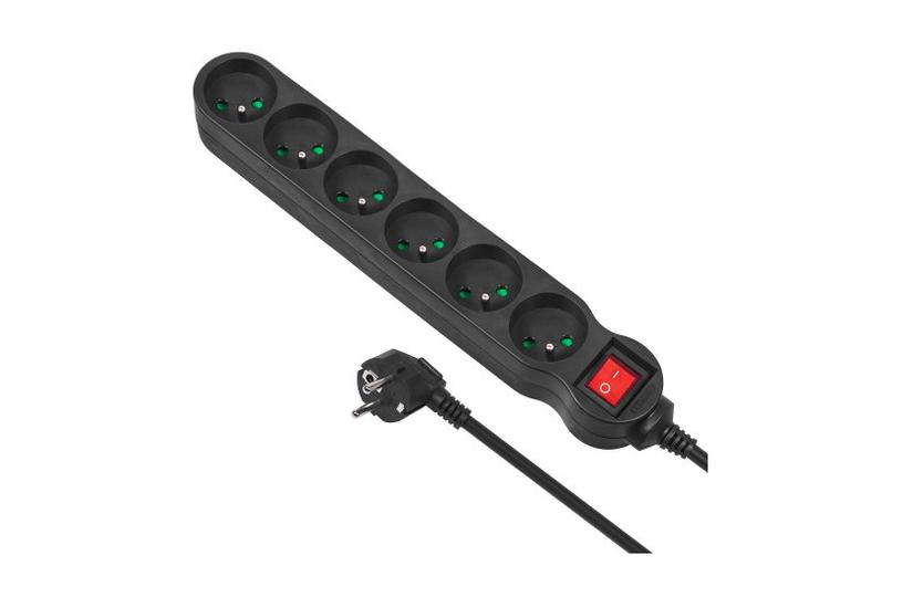 Maclean MCE225 stikd&aring;se 1,5 m 6 AC stikkontakt(er) Indend&oslash;rs Sort