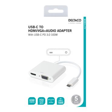 DELTACO USBC-HDMI16 - dockingstation - USB-C - VGA, HDMI