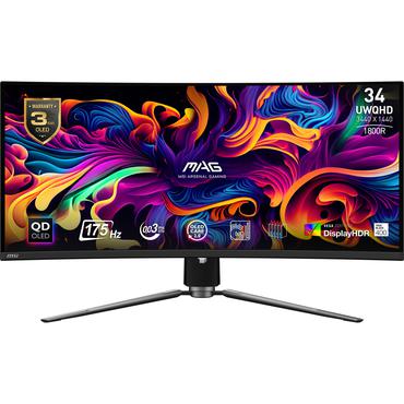 MSI MAG 341CQP QD-OLED skärm - Quantum Dot technology - 34.2" - AMD Adaptive-Sync - 0,03ms,0.1ms - UWQHD 3440x1440 vid 175Hz