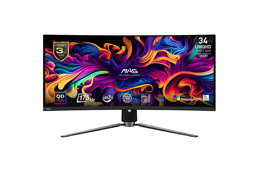 MSI MAG 341CQP QD-OLED skärm - Quantum Dot technology - 34.2" - AMD Adaptive-Sync - 0,03ms,0.1ms - UWQHD 3440x1440 vid 175Hz