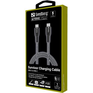 Sandberg Survivor - USB typ C-kabel - 24 pin USB-C till 24 pin USB-C - 1 m