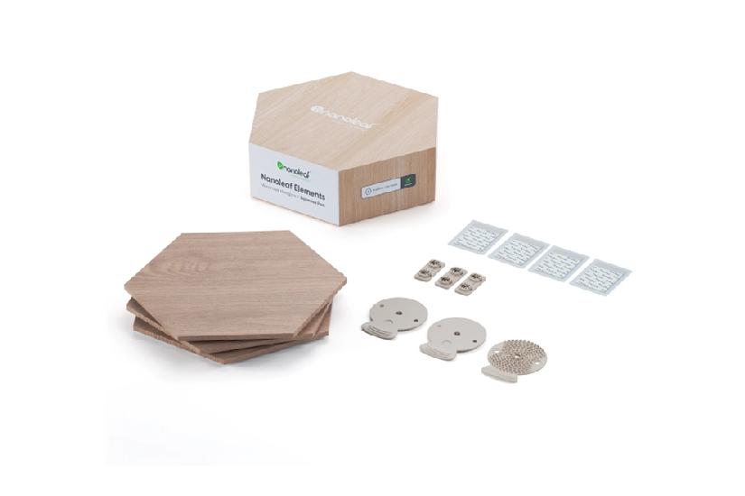 Nanoleaf Elements - tr&aring;dl&ouml;s belysningspanel - sexh&ouml;rning - wood look (paket om 3)