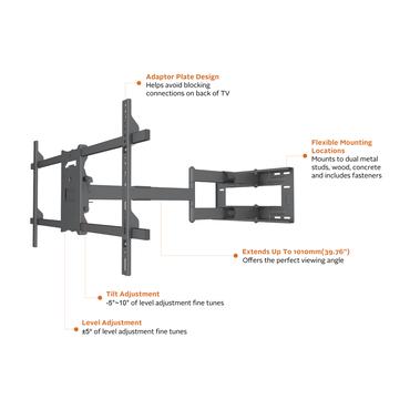 Multibrackets M Universal Long Reach Arm f&auml;ste - f&ouml;r platt panel - svart
