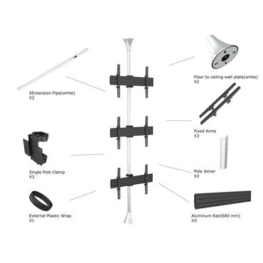 Multibrackets M Floor to Ceiling Mount Pro MBFC3U monteringssats - för 3 LCD-bildskärmar - krom
