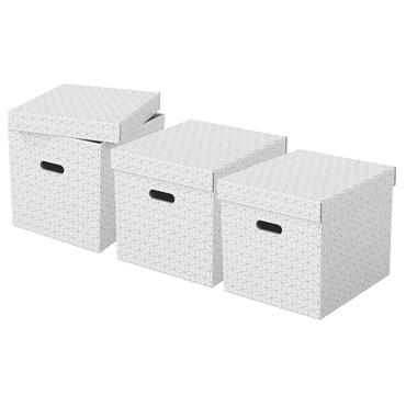 Esselte Cube - presentkartong - 36.5 cm x 32 cm x 31.5 cm - vit - paket med 3
