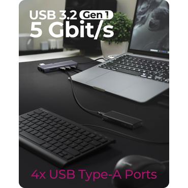 ICY BOX IB-DK4062-CPD Ledningsf&oslash;rt USB 3.2 Gen 1 (3.1 Gen 1) Type-C Anthracit