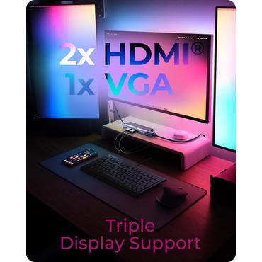 ICY BOX IB-DK4062-CPD Ledningsf&oslash;rt USB 3.2 Gen 1 (3.1 Gen 1) Type-C Anthracit