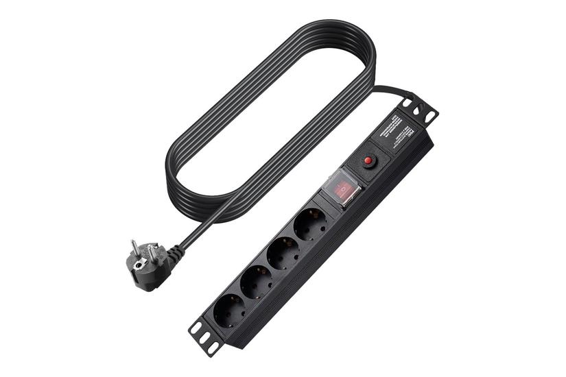 Vision Stikdåse - 4 AC-utgångar - 1.8 m - inomhus - Typ F - Svart - 230 V