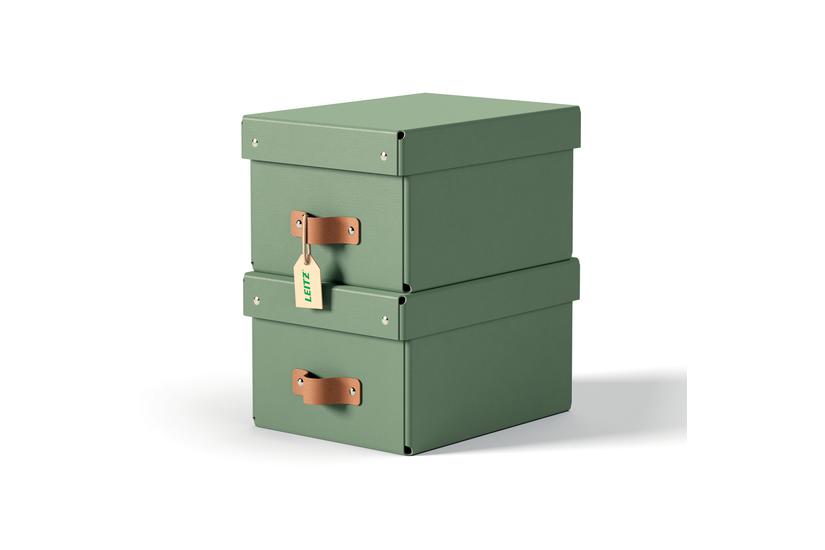 Leitz Puro opbevaringsboks med l&aring;g, small, 7 L, 100 % recirkuleret karton, pakke med 2 stk