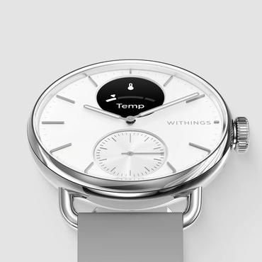 Withings ScanWatch 2 - rostfritt st&aring;l - smart klocka med hybridfunktion med band - p&auml;rlvit