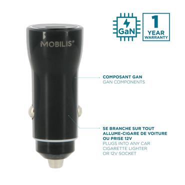 Mobilis 020017 oplader til mobil enhed Smartphone, Tablet Sort Cigartænder Hurtig opladning Automatisk