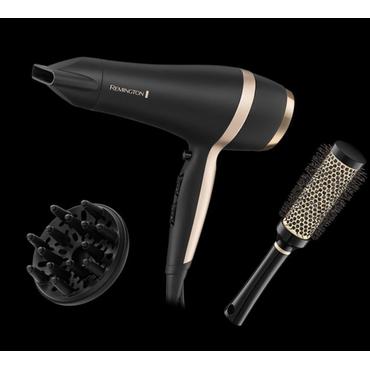 Remington D6940GP Salon Smooth Hair Dryer + Brush Kit, 2100W, 3 heat / 2 speed settings, Ceramic Ionic grill, Black