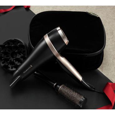 Remington D6940GP Salon Smooth Hair Dryer + Brush Kit, 2100W, 3 heat / 2 speed settings, Ceramic Ionic grill, Black