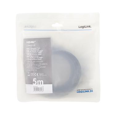 LogiLink CHA0103 HDMI-kabel 5 m HDMI Type A (Standard) Sort