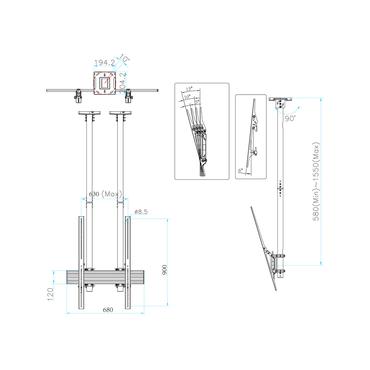 Multibrackets PRO Series M Ceiling Mount Pro MBC1UPSD konsol - för LCD-display - svart