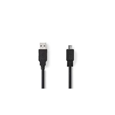 USB-Kabel / USB 2.0 / USB-A Male / USB Micro-B Male / 480 Mbps / Vernikkeld / 2.00 m / Rond / PVC / Zwart / Doos