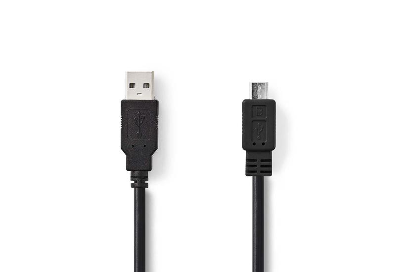 USB-Kabel / USB 2.0 / USB-A Male / USB Micro-B Male / 480 Mbps / Vernikkeld / 2.00 m / Rond / PVC / Zwart / Doos