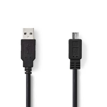 USB-Kabel / USB 2.0 / USB-A Male / USB Micro-B Male / 480 Mbps / Vernikkeld / 2.00 m / Rond / PVC / Zwart / Doos