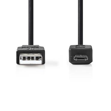USB-Kabel / USB 2.0 / USB-A Male / USB Micro-B Male / 480 Mbps / Vernikkeld / 2.00 m / Rond / PVC / Zwart / Doos