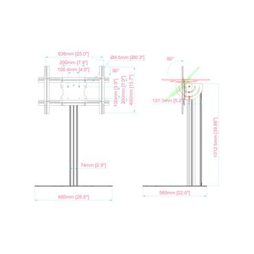 M Floorstand Column Pro MBFSC1U 90 Tilt

M Golvst&aring;ende kolumn Pro MBFSC1U med 90 graders lutning