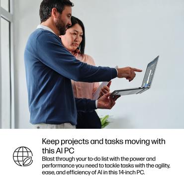 HP EliteBook 6 G1i AI Intel Core Ultra 5 225U Laptop 35,6 cm (14") WUXGA 24 GB DDR5-SDRAM 512 GB SSD Wi-Fi 7 (802.11be) Windows 11 Pro AI PC S&oslash;lv