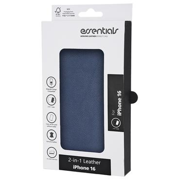 Essentials iPhone 16 leather Mag wallet, detachable, magnetic, blue