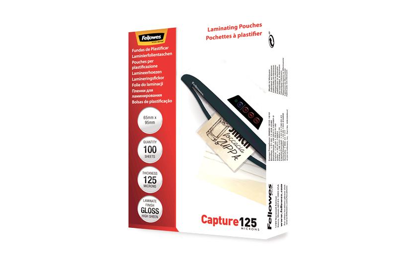 Fellowes Laminating Pouches Capture 125 micron - 100 - 64 x 95 mm - laminerings poser