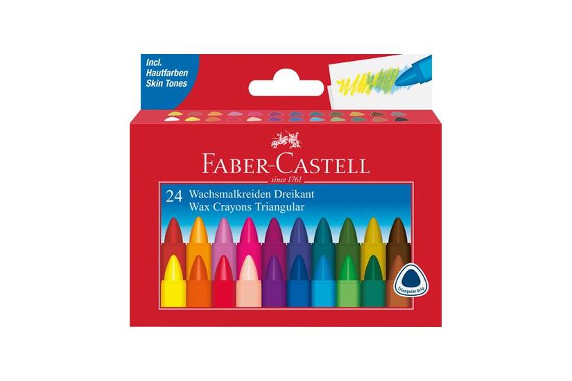 FABER-CASTELL Wachsmalstifte dreikant 24-er Kartonetui