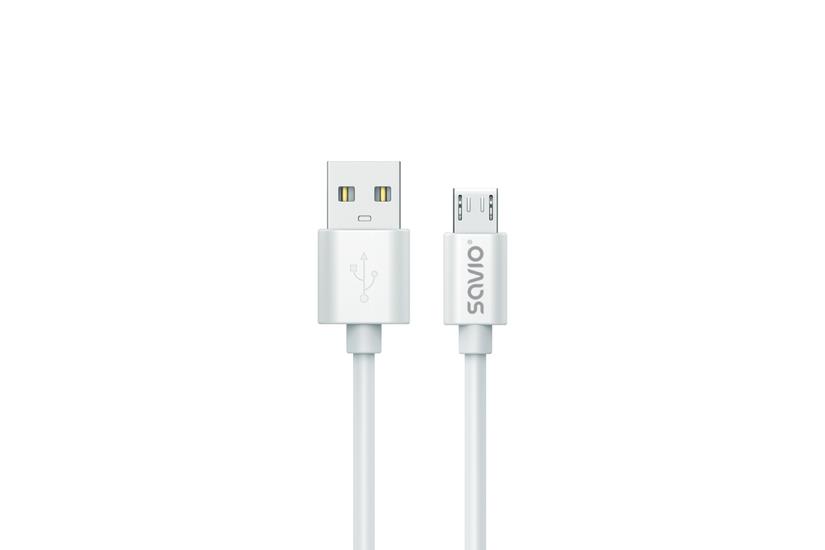 USB cable 3 m USB 2.0  USB A - Micro USB White SAVIO CL-167