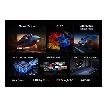 TCL 55P8K 55" | Ultra HD 4K QLED Smart TV (2025) | Google TV + Wifi | Dolby Vision & HDR10 | Quantum Dot Technologie | 120Hz