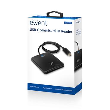 Smart Card reader USB-C, black, Ewent EW1055