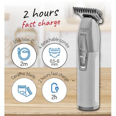 Adler AD 2836S sk&aelig;g trimmer Batteri 4 6 mm S&oslash;lv